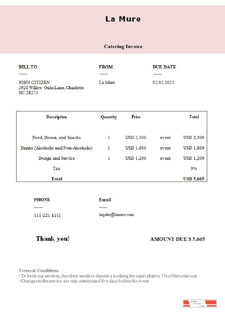 USA La Mure invoice PSD template